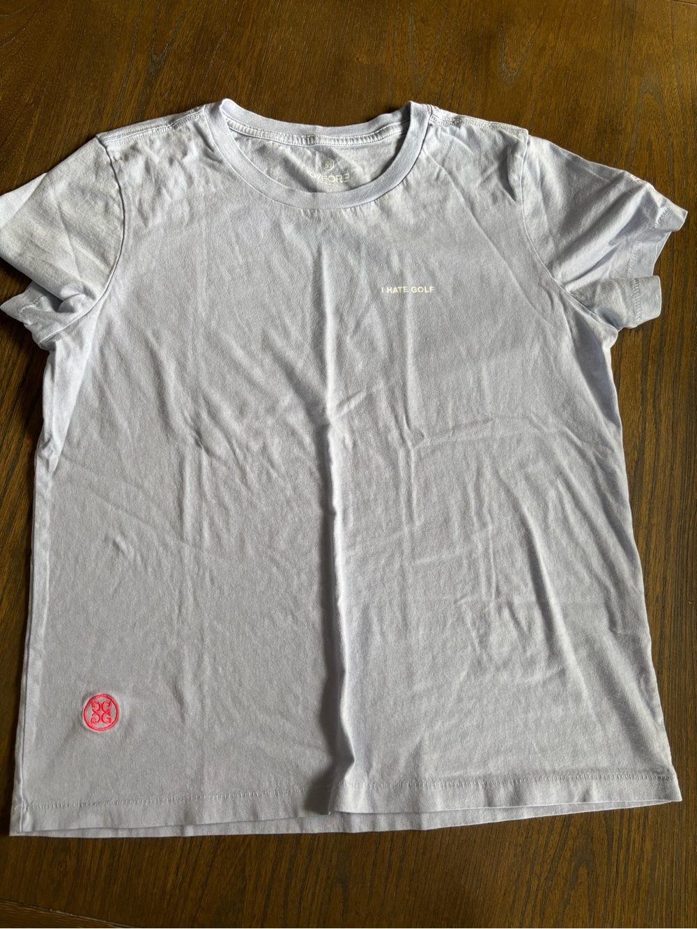 G/FORE Women's Short Sleeve Tee in Light Gray with Pink Logo